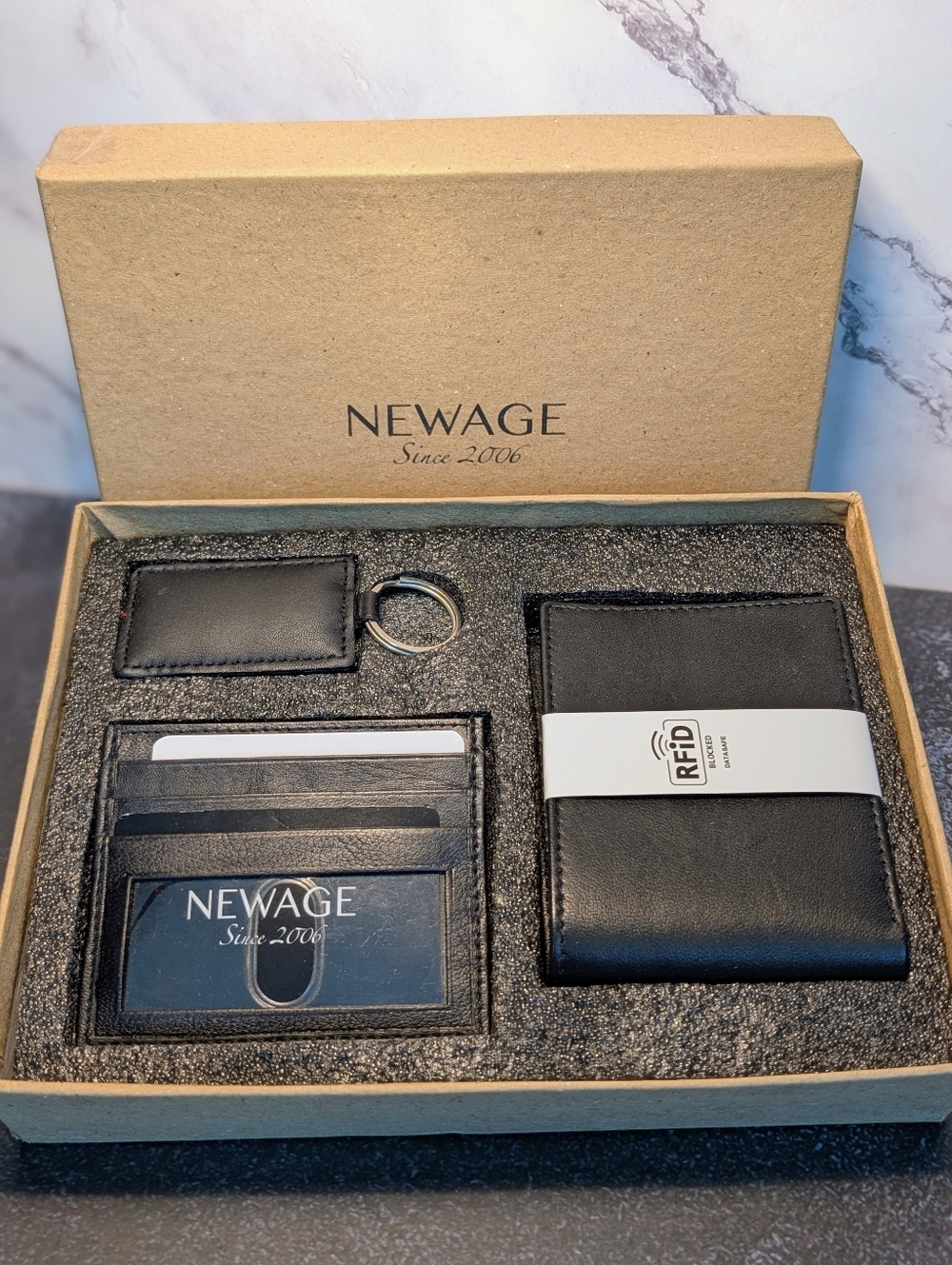 Men's Black RFID Leather Wallet & Cardholder Gift Set